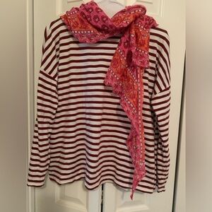 PETITE XS JJill Boatneck shirt with scarf
